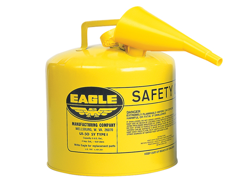 Combustibles Green 5 Gallon Capacity Eagle UI-50-SG Type I Metal Safety Can 12-1/2 Width x 13-1/2 Depth 