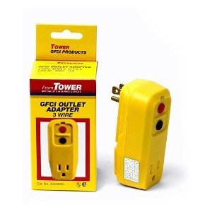 Outlet Adapter 3 Wire GFCI Heavy Duty Yellow Plug In Indoor 30339005 USA 