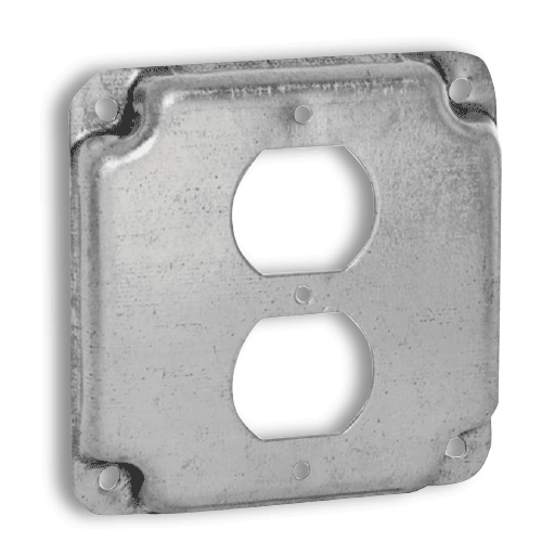 RACO 
4" Square Exposed Work Crushed Corner Cover - 4"Dia. x 1/2"D, 1 Duple