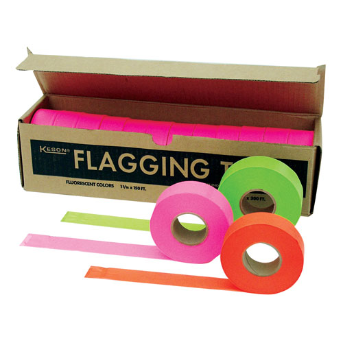 FT01GO Flagging Tape - Glo Red, 150' Roll