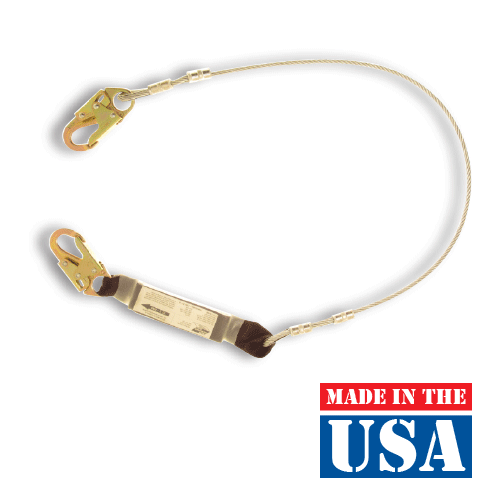 Safe Approach 4106-01-01 Steel Cable Lanyard w/Shock Absorber - 6' Length,