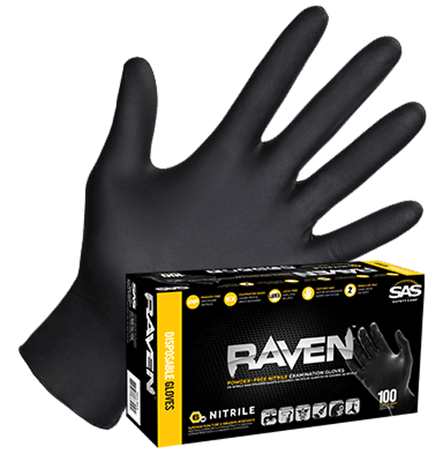 Raven 6 Mil Nitrile Powder-Free Gloves - M, 100/Box