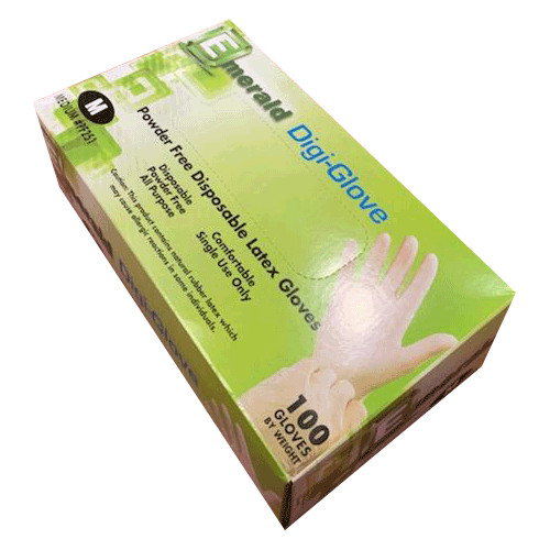 Emerald Digi Glove Powder Free Disposable Latex Gloves *Choose any Size* 